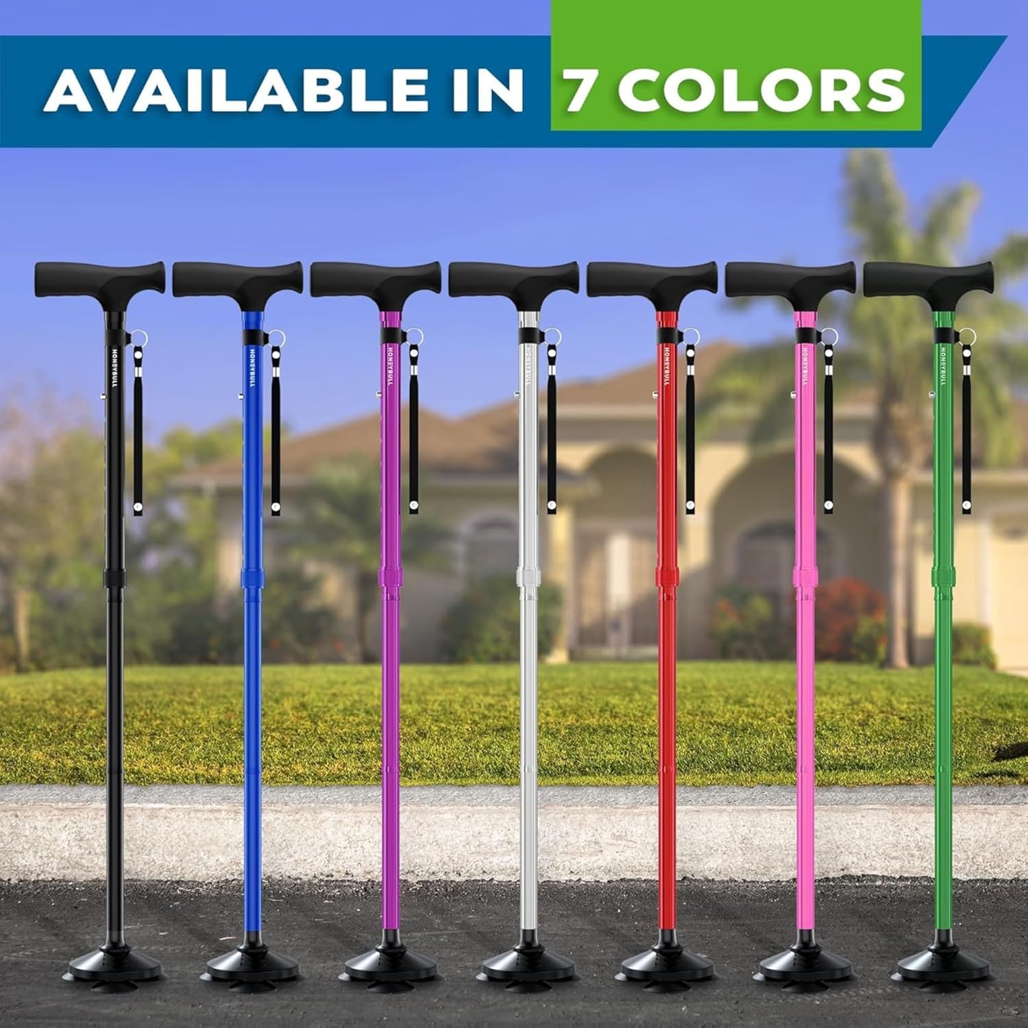 GIld Society Walking Cane for Men & Women - Foldable, Adjustable, Collapsible, Free Standing Cane, Pivot Tip, Heavy Duty | Walking Sticks, Folding Canes for Seniors & Adults (Black, Pivot Cane)
