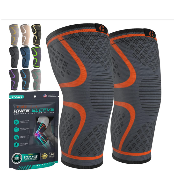 Gild Society Compression Knee Brace for Women & Men, 2-Pack Knee Brace for Running Knee Pain, Knee Support Compression Sleeve, Workout Sports Knee Braces for Meniscus Tear, ACL & Arthritis Pain Relief